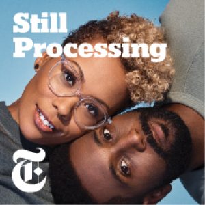 Two individuals leaning back with their heads touching, above the caption "still processing," with the new york times "t" logo in the corner.