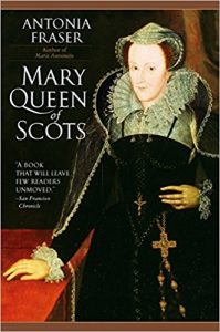 Book cover featuring a painting of mary, queen of scots, with an intense gaze and regal attire, symbolizing her historical significance and the intriguing narrative within.