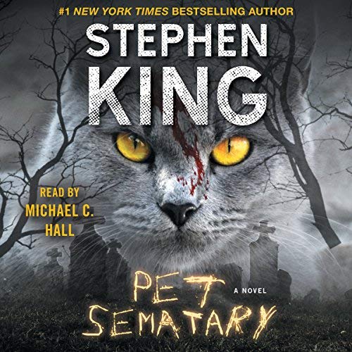 A haunting feline gaze: stephen king's "pet sematary" audiobook, narrated by michael c. hall, promising a chilling tale ahead.