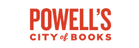 Logo of powell's city of books, featuring bold red lettering on a transparent background.