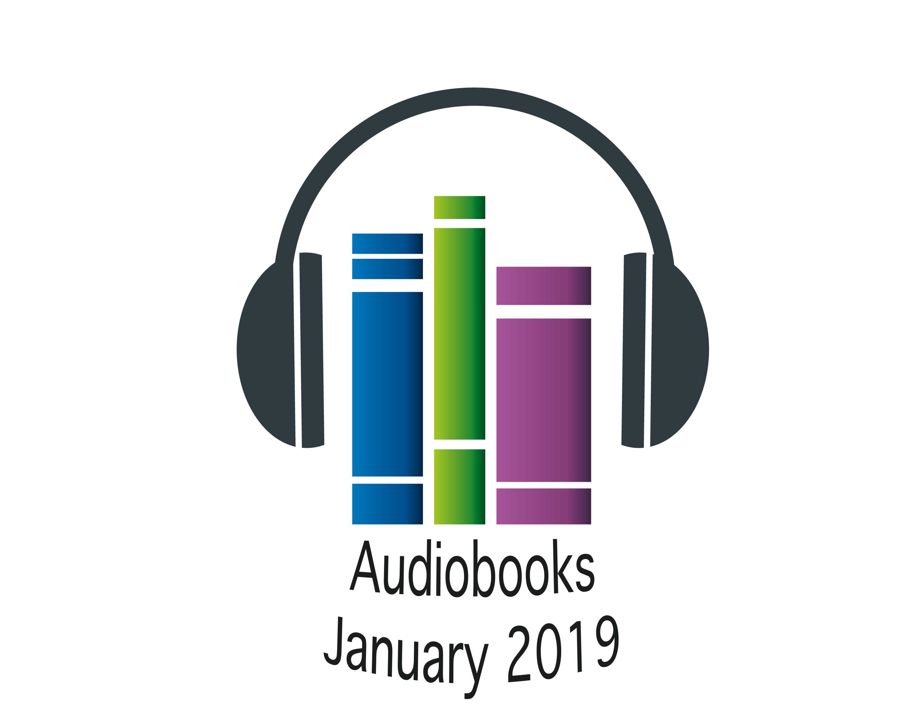 Audiobooks concept with colorful bar graph and headphones, symbolizing audio listening trends or popularity in january 2019.