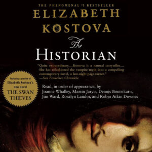 Cover of "The Historian" by Elizabeth Kostova, featuring a partial image of a painting and text about the book.