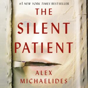 Cover of "The Silent Patient" by Alex Michaelides, featuring a blurred face behind torn paper with red text.