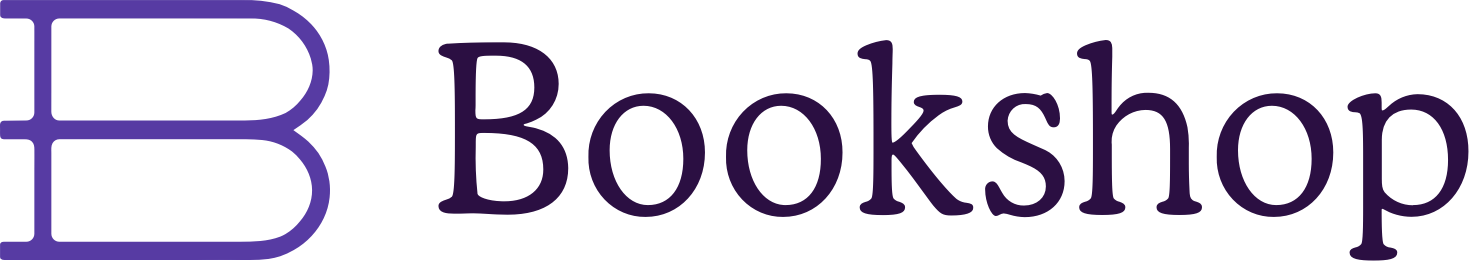Elegant purple text logo for a business named "bookshop.
