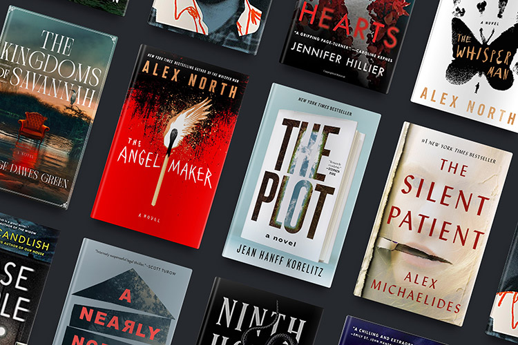 A collection of thriller and mystery novels spread out, showcasing their intriguing covers and titles.