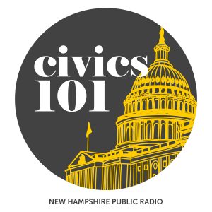 Civics 101: a graphical representation of a podcast or educational series by new hampshire public radio, featuring an illustration of the united states capitol building.