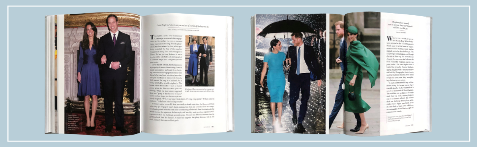 An open magazine featuring articles with photographs of elegantly dressed individuals at formal events.