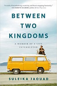 A serene moment captured: a woman sits atop a vibrant yellow camper van, her gaze lost in the expansiveness of the landscape before her, truly embodying the spirit of freedom and contemplation suggested by the title "between two kingdoms.