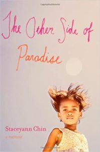 A young girl with windswept hair looking upward, with the title "the other side of paradise" by staceyann chin, a memoir.
