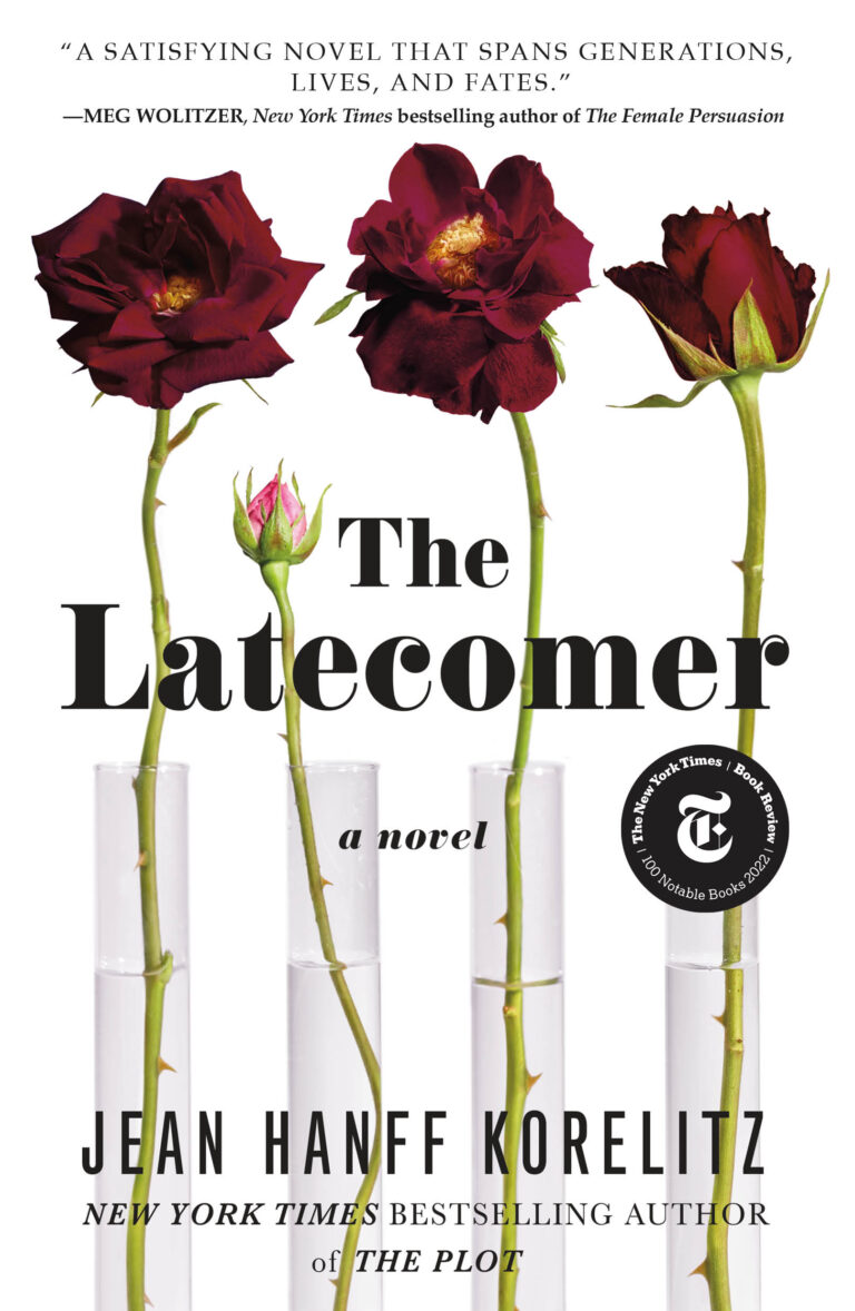 A visually poetic book cover for 'the latecomer' featuring the symbolic growth stages of a rose, representing the novel's exploration of life and the unfolding of its characters' journeys.