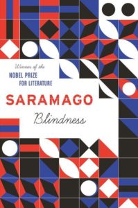 Abstract geometric book cover design for "blindness" by nobel prize-winning author josé saramago.