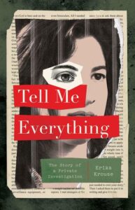 A captivating book cover that merges intrigue and revelation, featuring a woman's intense gaze peering through a cut-out, against a backdrop of text.