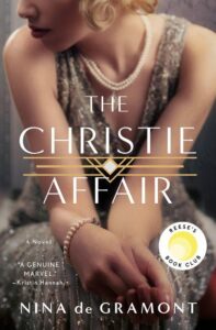 Elegance and mystery: a woman in a sparkling dress holds onto a vintage book, hinting at a tale of intrigue and secrets in 'the christie affair'.