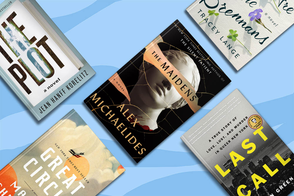A collection of six contemporary novels displayed with their covers showing, set against a pale blue background, suggesting a diverse reading list for literature enthusiasts.