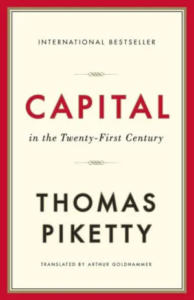 Cover of 'capital in the twenty-first century' by thomas piketty, a seminal work on economic inequality and wealth distribution.