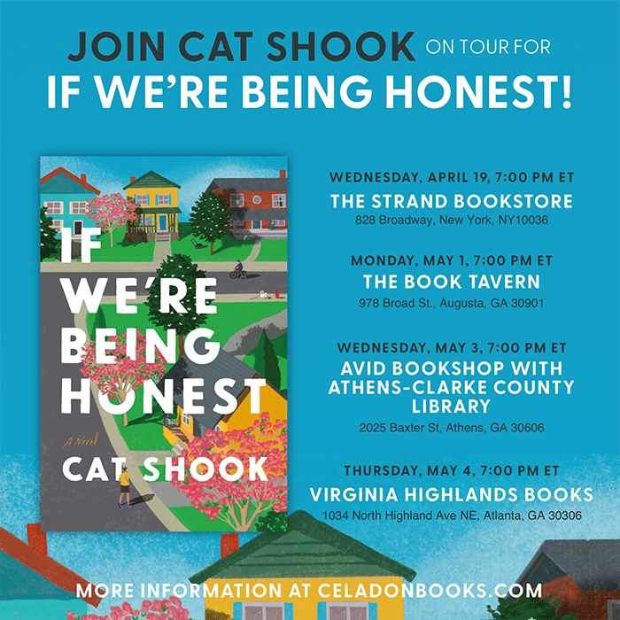 Join cat shook on tour for an honest and exciting book event series! meet the author and dive into vibrant discussions at various locations and dates. more information at celadonbooks.com!.