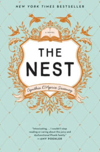 The cover of the new york times bestseller novel "the nest" by cynthia d'aprix sweeney, featuring a decorative ornamental design.