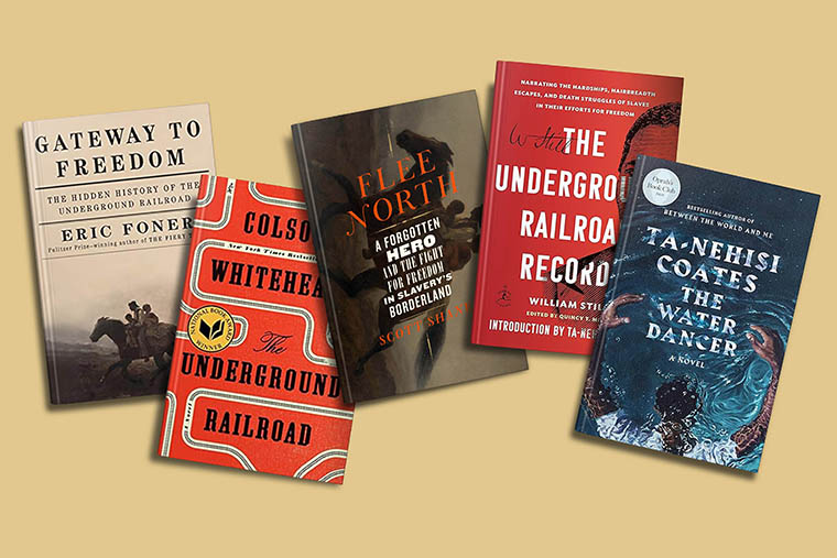 A selection of books about the underground railroad and historical accounts of african-american struggles and experiences, featuring both non-fiction and fiction titles.