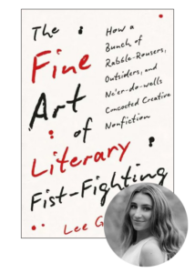 cover of fine art of literary fist fighting with faith's face next to it
