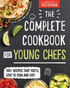 Cover of "The Complete Cookbook for Young Chefs" by America's Test Kitchen, featuring food and ingredients.