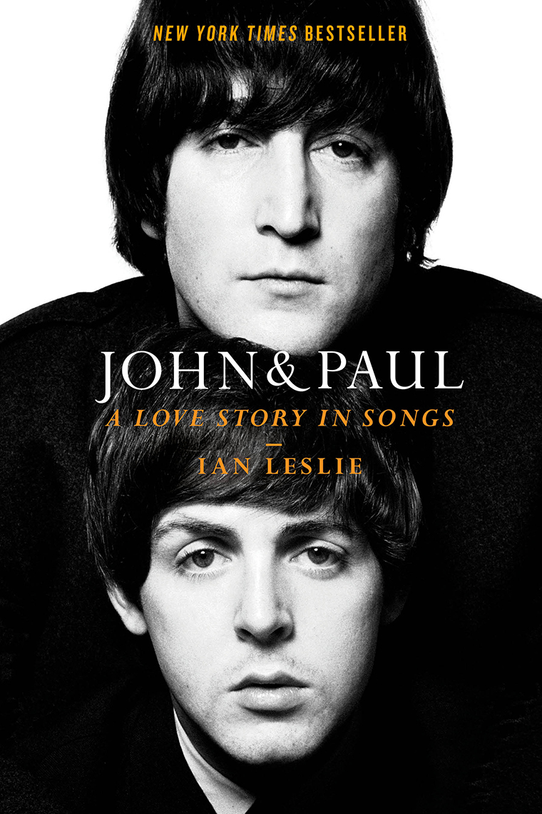Black and white cover with two men, "John & Paul: A Love Story in Songs" by Ian Leslie, in bold text.