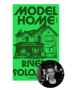 Green book cover titled "Model Home" with a house illustration and a small black-and-white photo of an unidentified person.