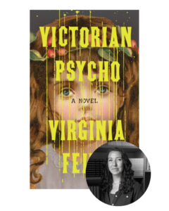 Book cover titled "Victorian Psycho" with author's photo in a circular inset at the bottom right.
