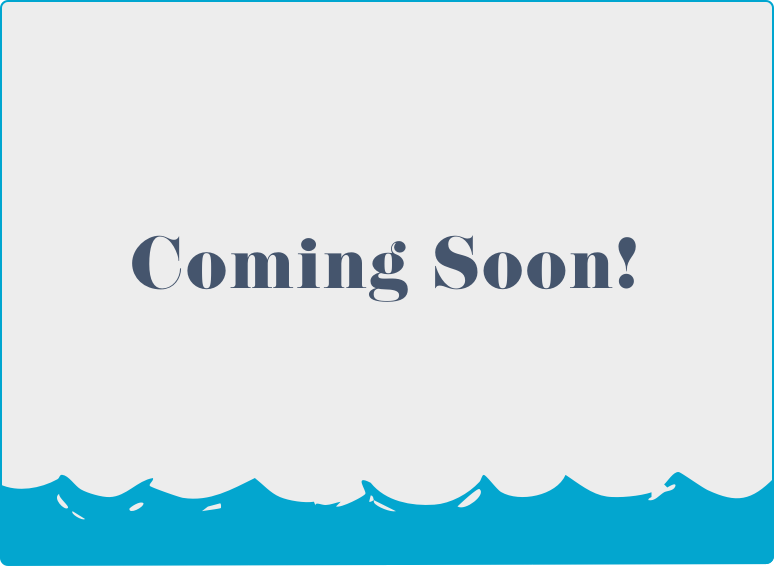 Text "Coming Soon!" in bold letters above a blue wave graphic on a plain light background.