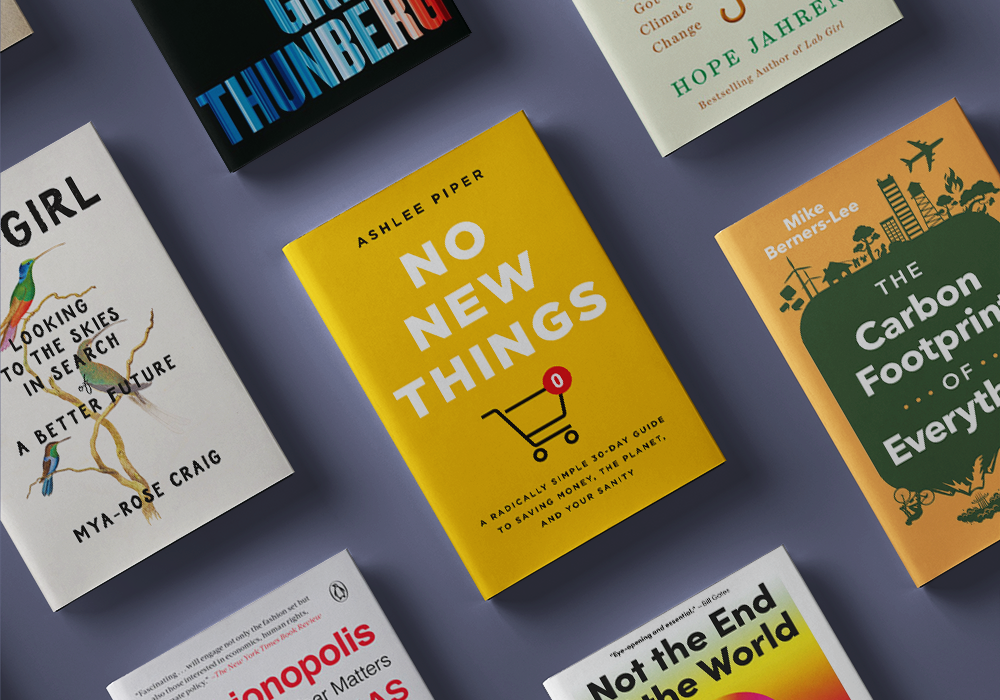 A collection of books displayed on a surface, including "No New Things" by Ashlee Piper in the center.