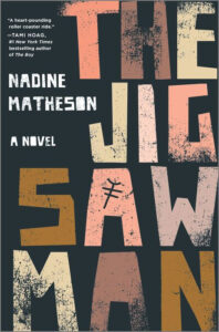 Book cover for "The Jigsaw Man" by Nadine Matheson, with large block letters and a distressed texture.