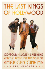 Three men in 1970s attire stand together under the text "The Last Kings of Hollywood" on a book cover.