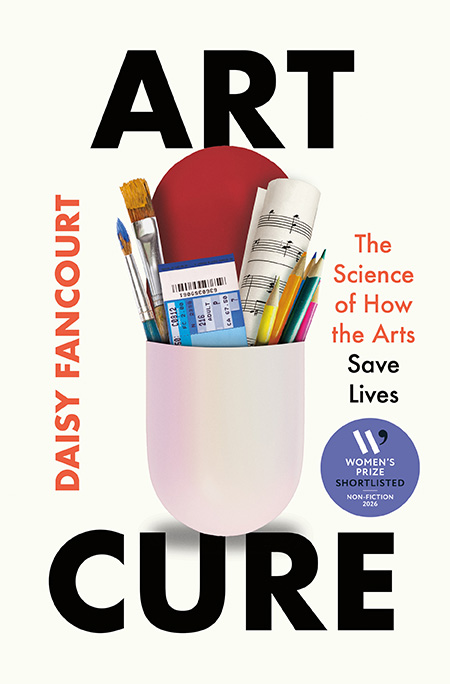Book cover of "Art Cure," featuring art supplies packed inside a capsule, with the subtitle "The Science of How the Arts Save Lives.