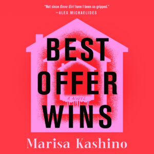 A pink house outline on red with "Best Offer Wins" and "Marisa Kashino" in bold text.
