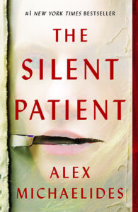 Book cover of "The Silent Patient" by Alex Michaelides, featuring a torn photo of a woman’s face.