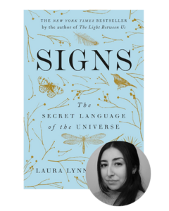 Book cover for "Signs: The Secret Language of the Universe" by Laura Lynne Jackson with a woman's photo inset.