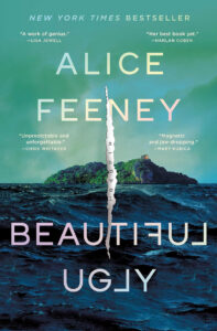 Book cover for "Good Bad Girl" by Alice Feeney, showing a stormy ocean, a dark island, and torn title text.