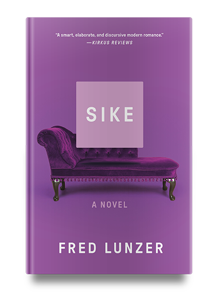 A purple book cover with a velvet chaise lounge and the title "SIKE" by Fred Lunzer in bold white letters.