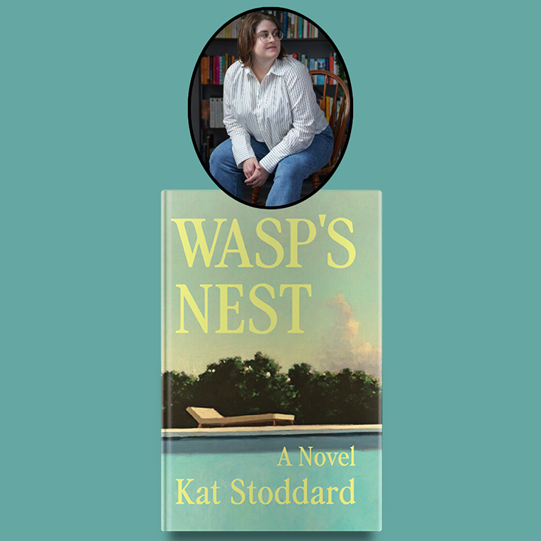 A novel titled "Wasp's Nest" by Kat Stoddard, with an inset image of a person sitting on a chair.