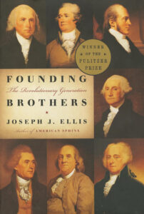Book cover of "Founding Brothers" featuring portraits of early American leaders and a Pulitzer Prize badge.