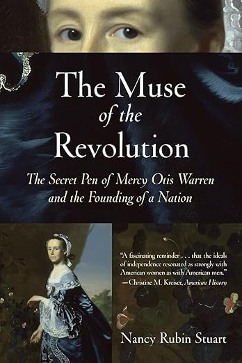 Book cover of "The Muse of the Revolution" with a portrait of a woman in 18th-century clothing.