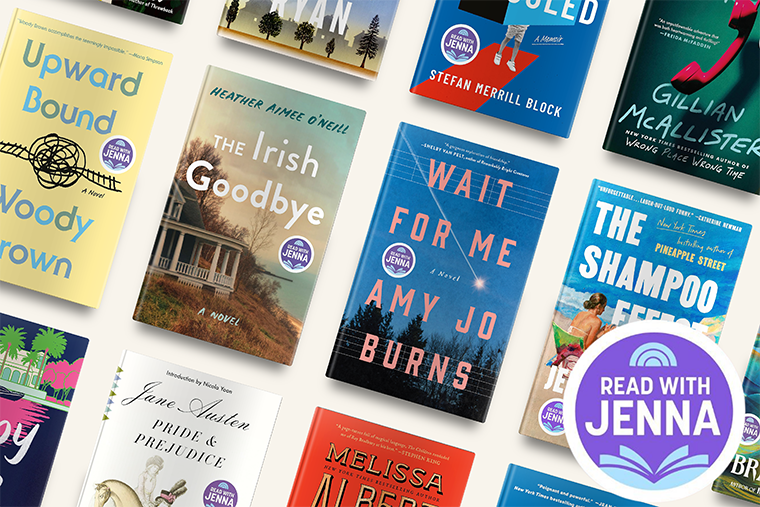 Several colorful book covers are arranged with a “Read with Jenna” badge in the lower right corner.
