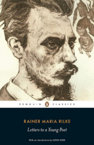 Book cover of Letters to a Young Poet by Rainer Maria Rilke, featuring a sketch of a man’s face.